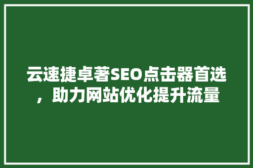 云速捷卓著SEO点击器首选，助力网站优化提升流量  第1张