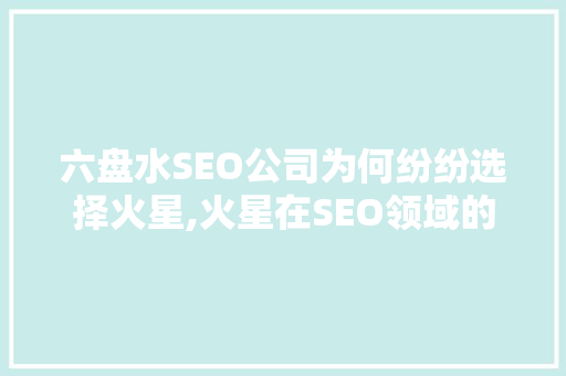 六盘水SEO公司为何纷纷选择火星,火星在SEO领域的独到优势