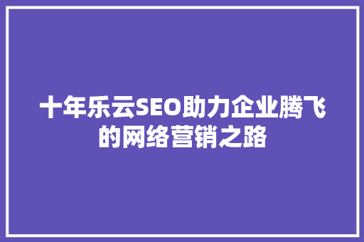 十年乐云SEO助力企业腾飞的网络营销之路