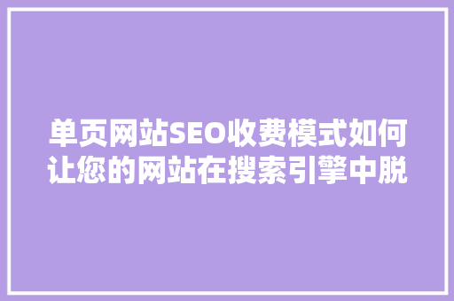 单页网站SEO收费模式如何让您的网站在搜索引擎中脱颖而出