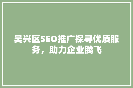 吴兴区SEO推广探寻优质服务，助力企业腾飞