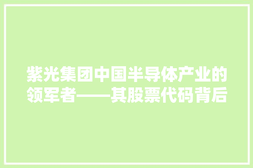 紫光集团中国半导体产业的领军者——其股票代码背后的故事