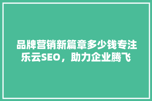 品牌营销新篇章多少钱专注乐云SEO，助力企业腾飞