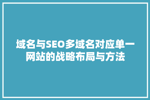 域名与SEO多域名对应单一网站的战略布局与方法