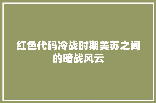 红色代码冷战时期美苏之间的暗战风云