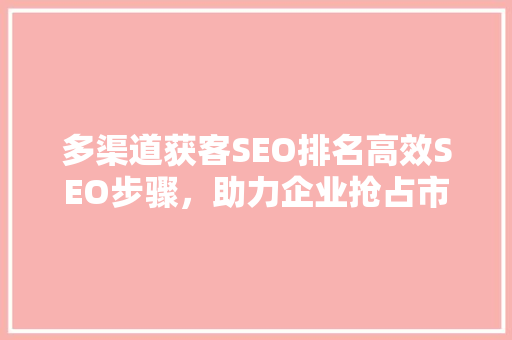 多渠道获客SEO排名高效SEO步骤，助力企业抢占市场先机