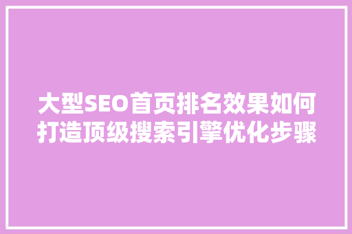 大型SEO首页排名效果如何打造顶级搜索引擎优化步骤