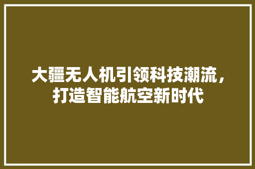 大疆无人机引领科技潮流，打造智能航空新时代