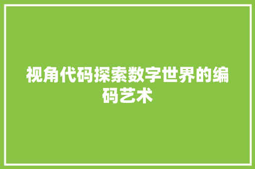 视角代码探索数字世界的编码艺术