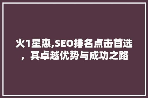 火1星惠,SEO排名点击首选，其卓越优势与成功之路