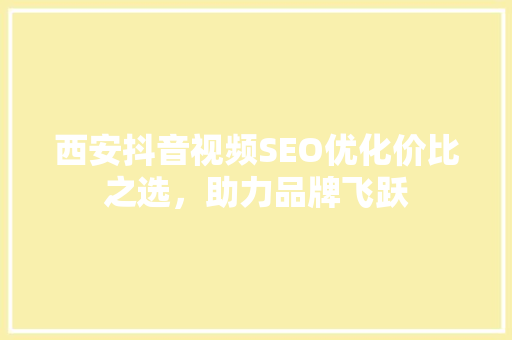 西安抖音视频SEO优化价比之选，助力品牌飞跃