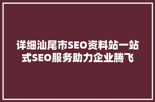 详细汕尾市SEO资料站一站式SEO服务助力企业腾飞