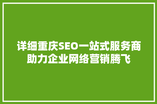 详细重庆SEO一站式服务商助力企业网络营销腾飞