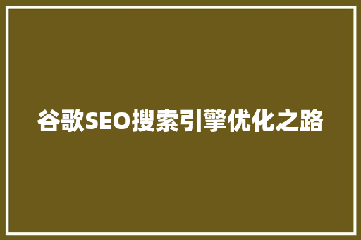 谷歌SEO搜索引擎优化之路