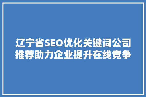 辽宁省SEO优化关键词公司推荐助力企业提升在线竞争力