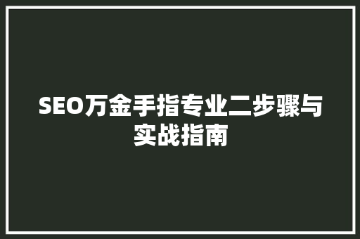 SEO万金手指专业二步骤与实战指南