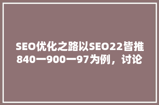 SEO优化之路以SEO22皆推840一900一97为例，讨论关键词布局的艺术