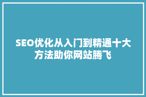 SEO优化从入门到精通十大方法助你网站腾飞