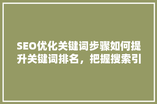 SEO优化关键词步骤如何提升关键词排名，把握搜索引擎流量
