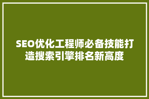 SEO优化工程师必备技能打造搜索引擎排名新高度