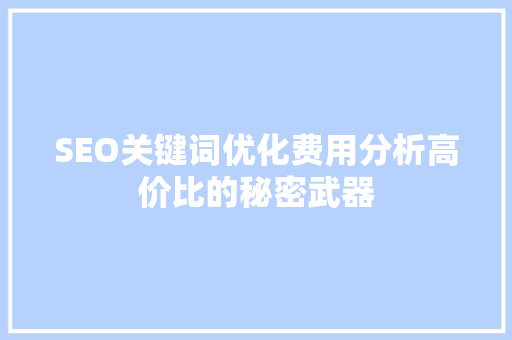 SEO关键词优化费用分析高价比的秘密武器