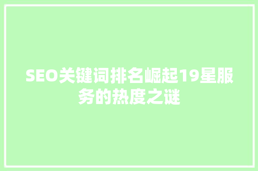 SEO关键词排名崛起19星服务的热度之谜