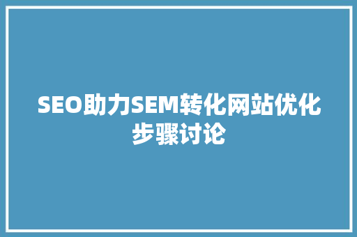 SEO助力SEM转化网站优化步骤讨论
