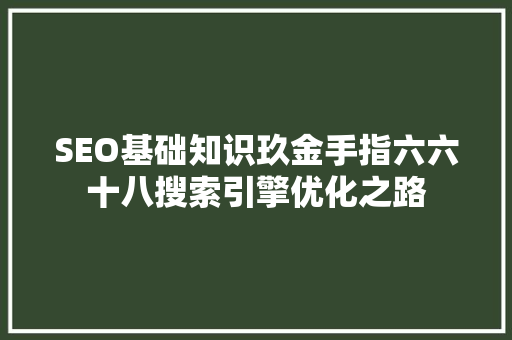 SEO基础知识玖金手指六六十八搜索引擎优化之路