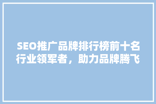 SEO推广品牌排行榜前十名行业领军者，助力品牌腾飞