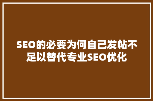 SEO的必要为何自己发帖不足以替代专业SEO优化