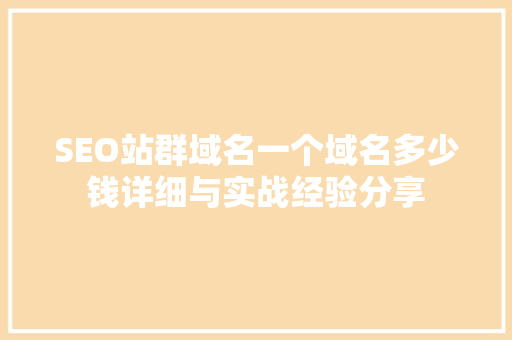 SEO站群域名一个域名多少钱详细与实战经验分享