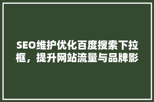 SEO维护优化百度搜索下拉框，提升网站流量与品牌影响力