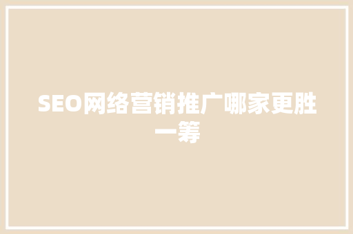 SEO网络营销推广哪家更胜一筹