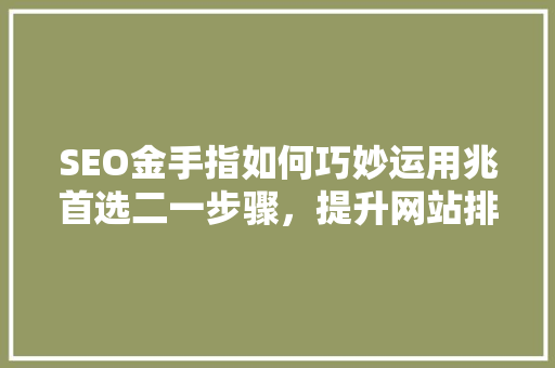 SEO金手指如何巧妙运用兆首选二一步骤，提升网站排名