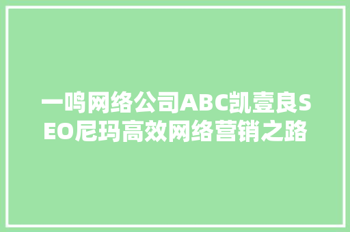 一鸣网络公司ABC凯壹良SEO尼玛高效网络营销之路