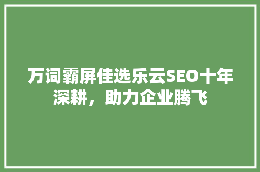 万词霸屏佳选乐云SEO十年深耕，助力企业腾飞
