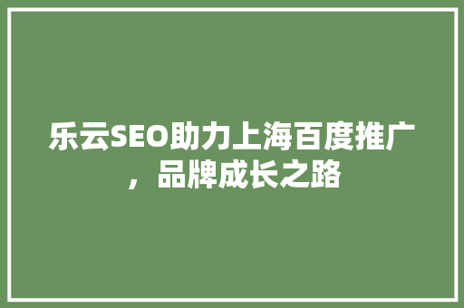 乐云SEO助力上海百度推广，品牌成长之路