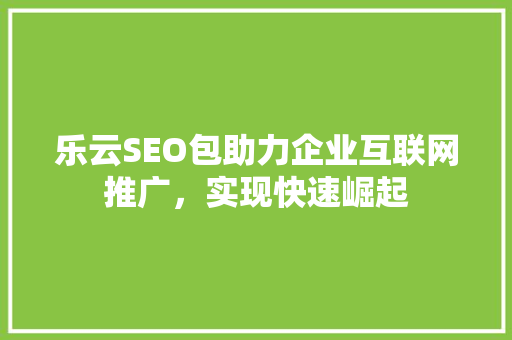 乐云SEO包助力企业互联网推广，实现快速崛起