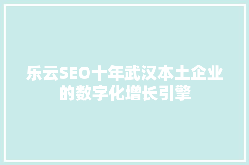 乐云SEO十年武汉本土企业的数字化增长引擎