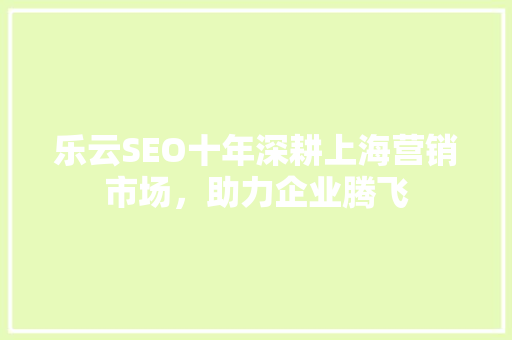 乐云SEO十年深耕上海营销市场，助力企业腾飞