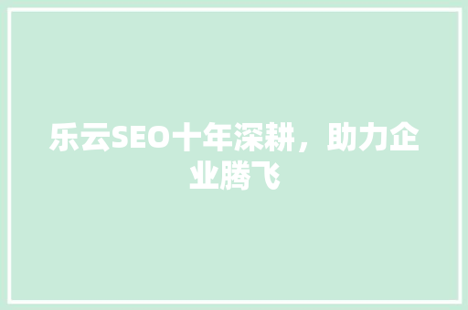 乐云SEO十年深耕，助力企业腾飞