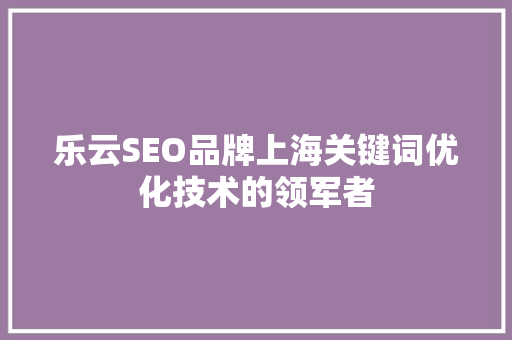 乐云SEO品牌上海关键词优化技术的领军者
