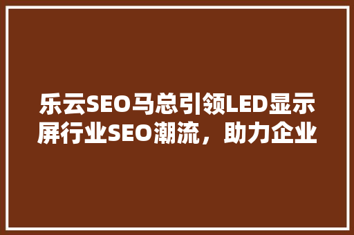 乐云SEO马总引领LED显示屏行业SEO潮流，助力企业腾飞
