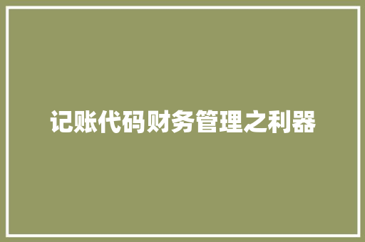 记账代码财务管理之利器