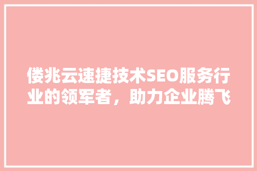 偻兆云速捷技术SEO服务行业的领军者，助力企业腾飞