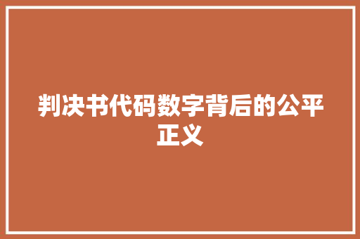 判决书代码数字背后的公平正义
