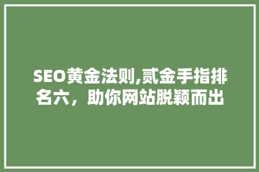 SEO黄金法则,贰金手指排名六，助你网站脱颖而出