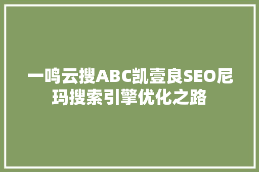一鸣云搜ABC凯壹良SEO尼玛搜索引擎优化之路