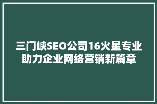 三门峡SEO公司16火星专业助力企业网络营销新篇章
