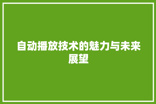 自动播放技术的魅力与未来展望